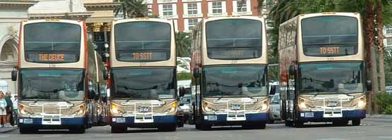 Four Deuce Enviro500s block The Strip at the service launch on October 27th 2005