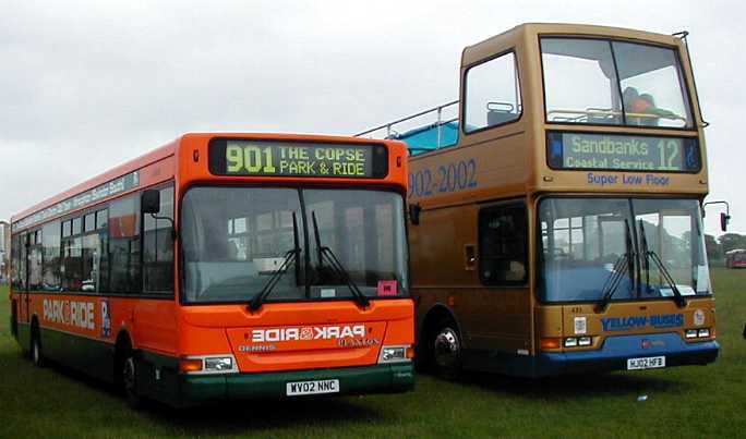 Bournemouth Yellow Buses Centenary Volvo open top and Swindon SPD