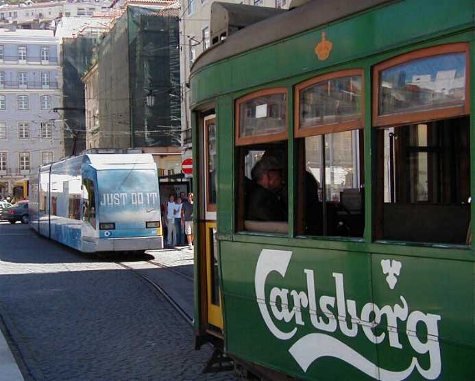 CARRIS old and new advert trams